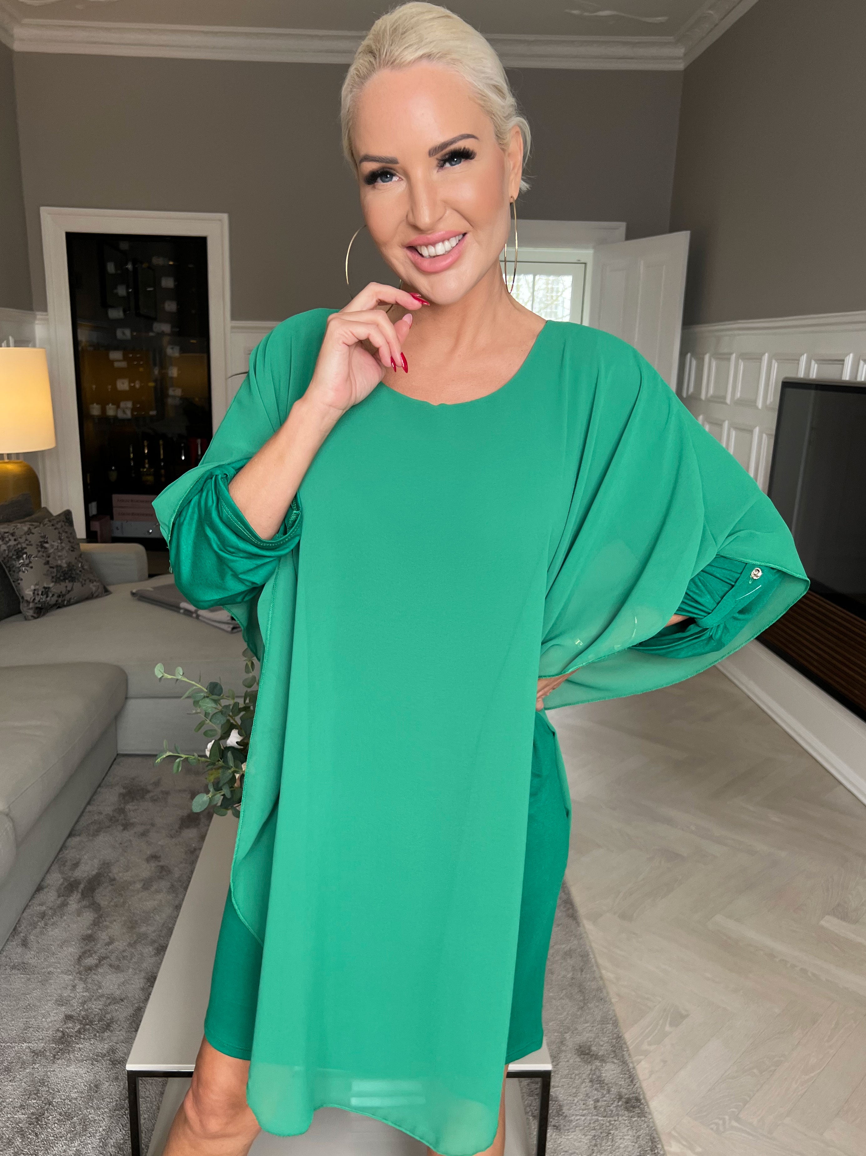 Kenya Long Sleeve - Tunikakjole med chiffonlag